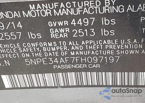 2015 Hyundai Sonata Sport z USA, uszkodzony, nr VIN 5NPE34AF7FH097197